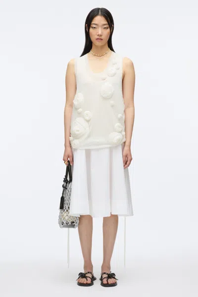 3.1 Phillip Lim Gauze Combo Tank Dress With Rosettes In Ivory-wht