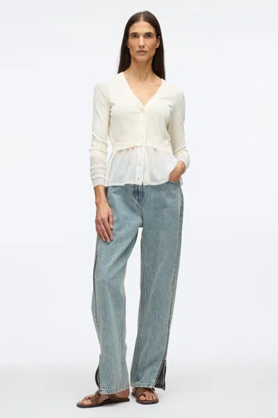 3.1 Phillip Lim Gauze Peplum Double Layer Cardigan In White