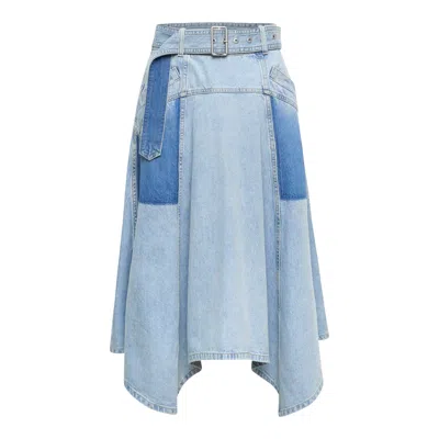 3.1 Phillip Lim Ghost Patch Belted Midi Skirt In Blue