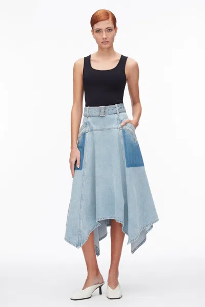 3.1 Phillip Lim Ghost Patch Handkerchief Midi Skirt In Light Blue