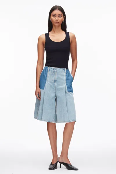 3.1 Phillip Lim Ghost Patch Lightweight Denim Bermuda Shorts In Light Blue