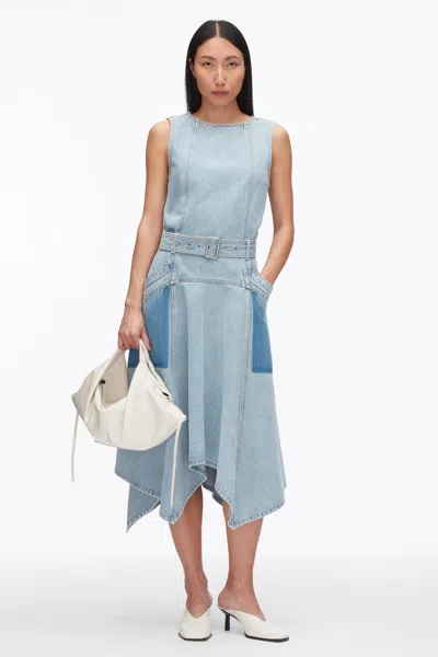 3.1 Phillip Lim Ghost Patch Sleeveless Belted Midi Dress In Light Blue
