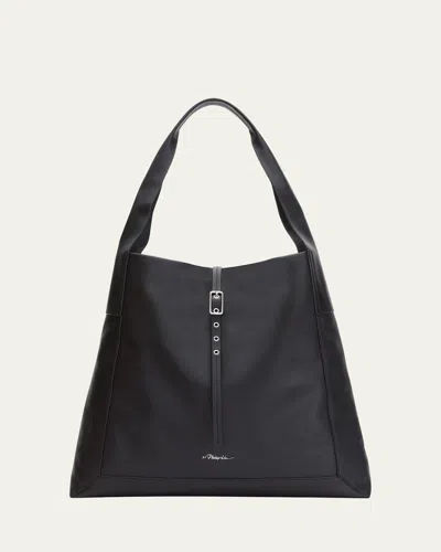 3.1 Phillip Lim Go Large Buckle Leather Shoulder Bag In Black