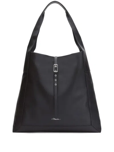 3.1 Phillip Lim Go Large Buckle Leather Shoulder Bag In Black