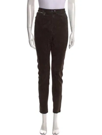 Pre-owned 3.1 Phillip Lim Goat Leather Straight Leg Pants In Brown
