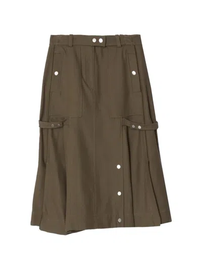 3.1 Phillip Lim Godet Utility Midi Skirt In Green