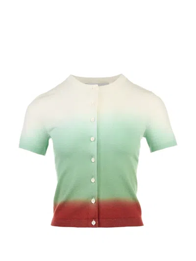 3.1 Phillip Lim Gradient Short-sleeve Cardigan In Green
