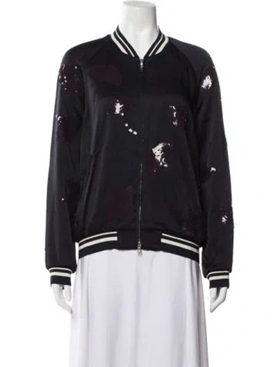 Pre-owned 3.1 Phillip Lim Graphic Print Bomber Jacket In Blue
