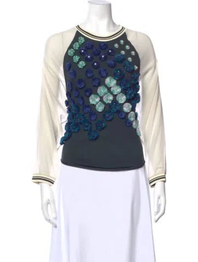 Pre-owned 3.1 Phillip Lim Graphic Print Crew Neck Top In Blue