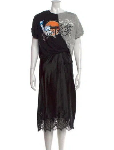 Pre-owned 3.1 Phillip Lim Graphic Print Long Dress In Black