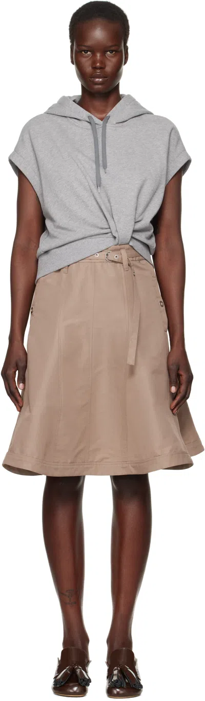 3.1 Phillip Lim Gray Flounce Skirt Hoodie Minidress In Grey Melange-portobe