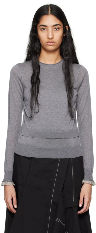 3.1 Phillip Lim Gray Layered Wool & Silk Sweater In Da047 Dark Melange G