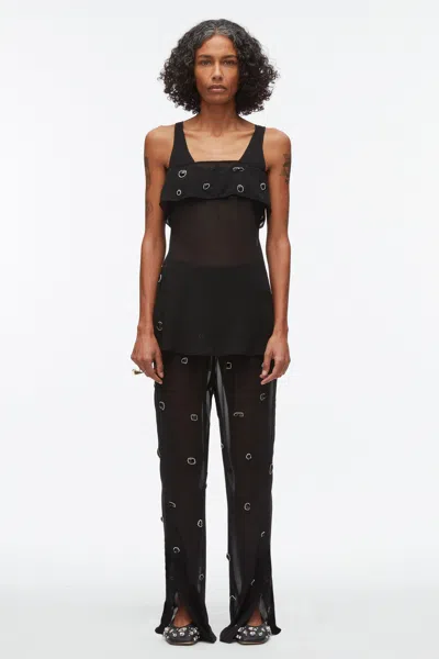 3.1 Phillip Lim Chiffon Elastic Halo Embroidered Pant In Black