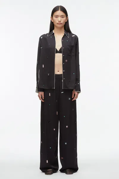 3.1 Phillip Lim Halo Embroidered Pj Shirt In Black