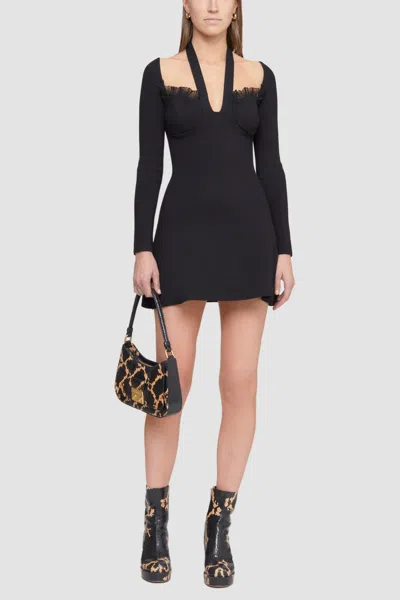3.1 Phillip Lim Halter Neck Pointelle Bra Mini Dress In Black