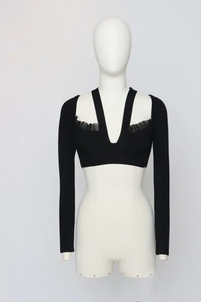 3.1 Phillip Lim Halter Neck Pointelle Bra Top In Black
