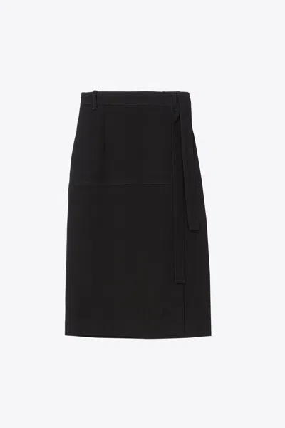 3.1 Phillip Lim Heavy Cady Mid Length Wrap Skirt In Black