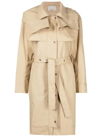 3.1 Phillip Lim Heavy Cotton Hooded Trench In Gold