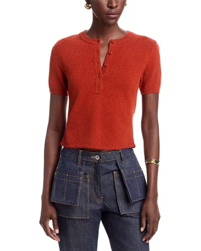 3.1 Phillip Lim Henley Short Sleeve Sweater In Orange