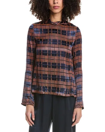 3.1 Phillip Lim Hester Plaid Devore High Neck Silk-blend Top In Brown