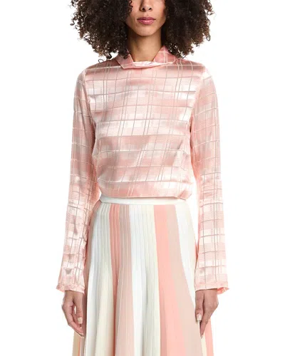 3.1 Phillip Lim Hester Plaid Devore High Neck Silk-blend Top In Pink