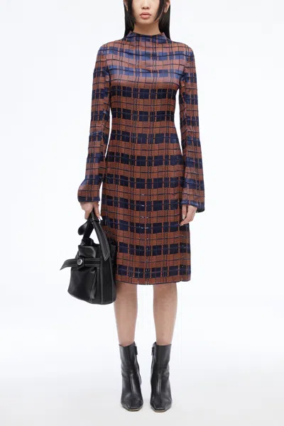 3.1 Phillip Lim Hester Plaid Devoré Midi Dress In Black