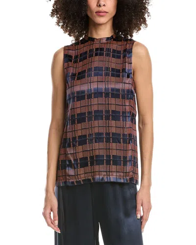 3.1 Phillip Lim Hester Plaid Devore High Neck Silk-blend Top In Brown