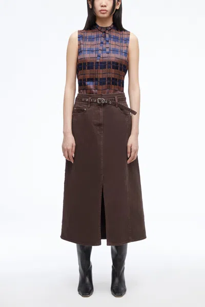 3.1 Phillip Lim Hester Plaid Devoré Top In Brown
