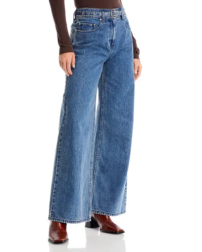 3.1 Phillip Lim High Rise Wide Leg Belted Jeans In Blue