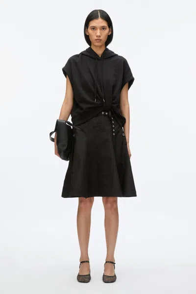 3.1 Phillip Lim Hoodie Dress With Flounce Skirt In Black-black