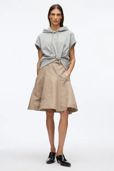3.1 Phillip Lim Hoodie Dress With Flounce Skirt In Grey Melange-stone Grey