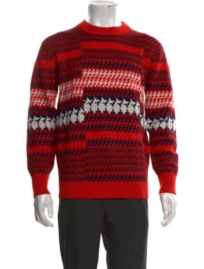 Pre-owned 3.1 Phillip Lim Houndstooth Print Crew Neck Pullover In Red