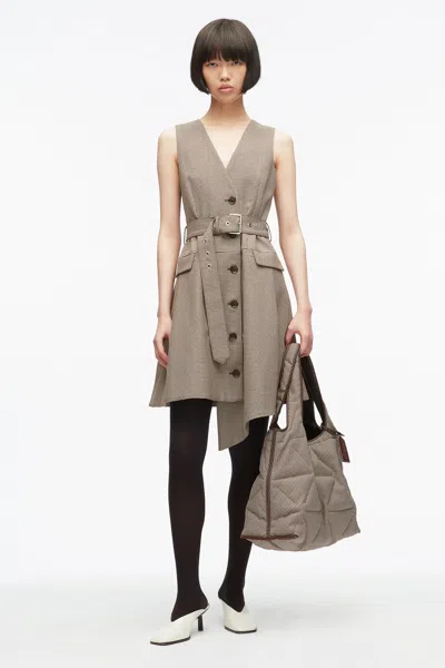 3.1 Phillip Lim Houndtooth Tweed Belted Mini Dress In Espresso Multi