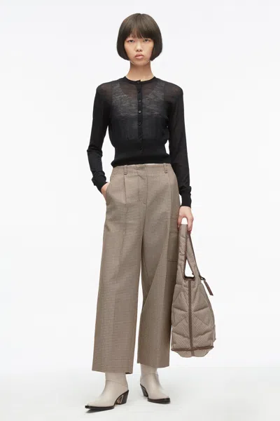 3.1 Phillip Lim Houndtooth Tweed Curve Leg Pants In Black
