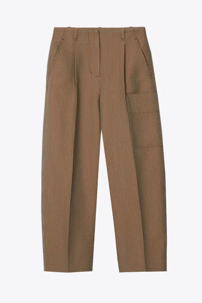 3.1 Phillip Lim Houndtooth Tweed Curve Leg Pants In Brown