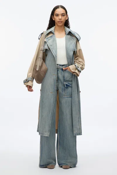 3.1 Phillip Lim Hybrid Denim Trench In Washed Indigo-khaki