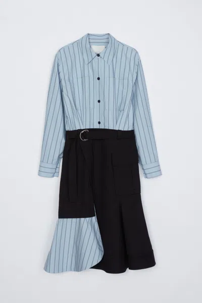 3.1 Phillip Lim Hybrid Utility Shirt Dress In Black-oxford Blue Multi