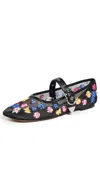 3.1 Phillip Lim Flowerworks Mesh Mary Jane Flat In Black Multi