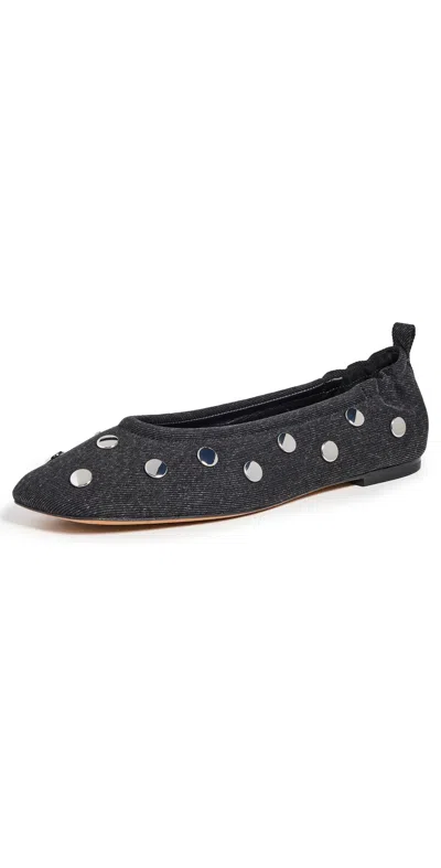 3.1 Phillip Lim Id Stretch Back Stud Ballet Flat In Washed Black