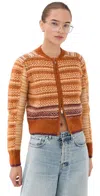 3.1 Phillip Lim Jacquard Alpaca Raglan Zip Cardigan Sunset Multi In Brown