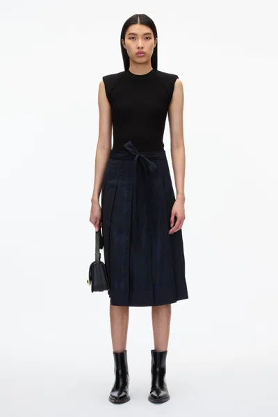 3.1 Phillip Lim Jacquard Pleated Skirt With Tie Waist In Midnight Multi