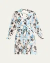 3.1 Phillip Lim Joyful Tulips Long-sleeve Shirt Dress With Waist Tie