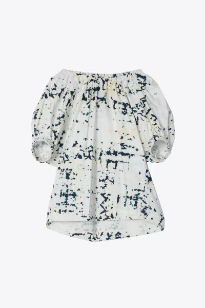 3.1 Phillip Lim Kaleidoscope Print Poplin Puff Sleeve Top In White