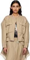 3.1 Phillip Lim Khaki Cargo Flounce Hem Jacket In Khaki
