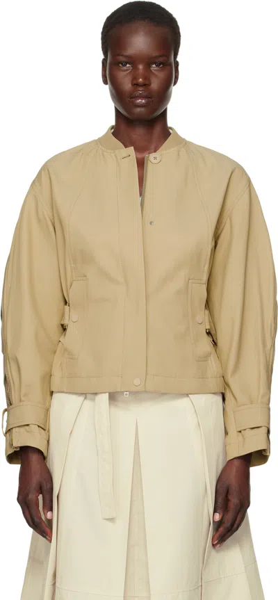 3.1 Phillip Lim Khaki Zip Cocoon Back Bomber Jacket