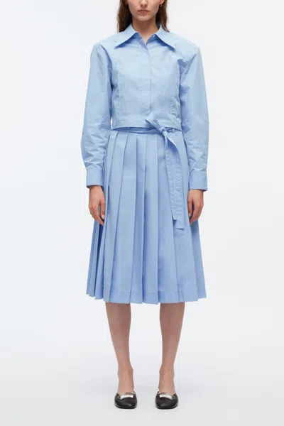 3.1 Phillip Lim Knife Pleat Belted Skirt In Oxford Blue