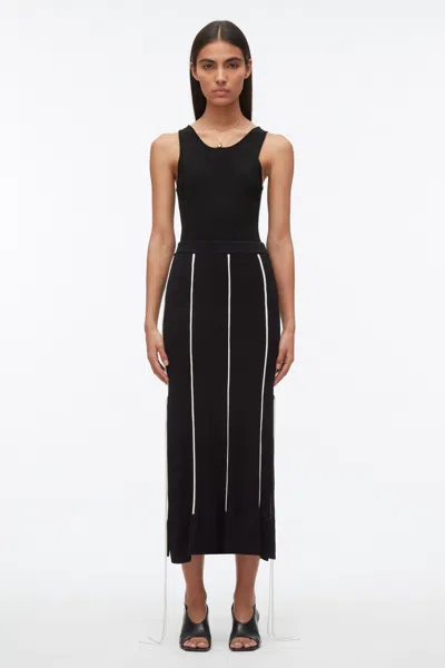 3.1 Phillip Lim Knit Midi Skirt With Piping In Midnight-ivory