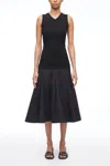 3.1 Phillip Lim Knit Poplin Midi Skirt In Black