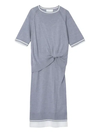 3.1 Phillip Lim Knot-detail Merino Midi Dress In Blue