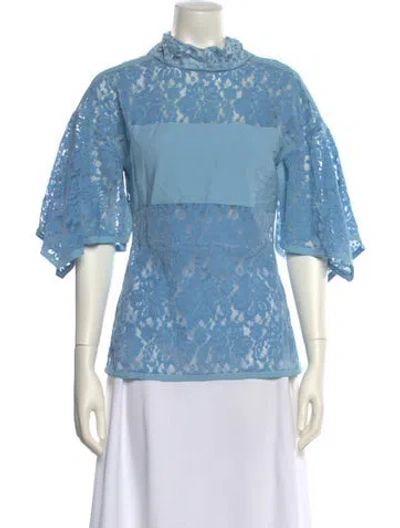 Pre-owned 3.1 Phillip Lim Lace Lace Pattern Blouse In Blue